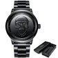 LIGE 9876 Black Skull Edition Designer Analog Herrenuhr 3ATM Hardlex
