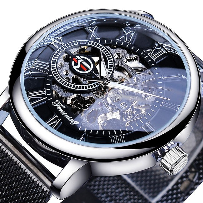 Forsining GMT838-2 Automatik Herren Skelettuhr Glas