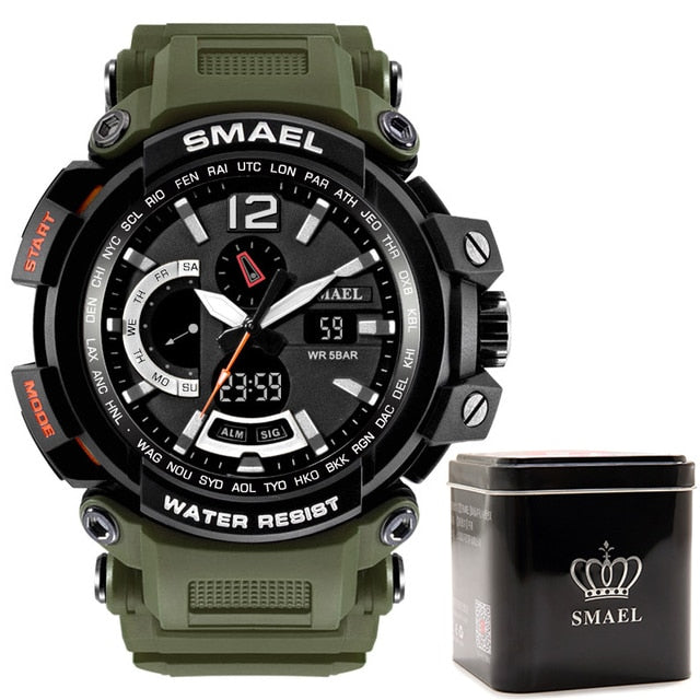 SMAEL WS-1702A Herren Militär Sport-Chronograph 5ATM Dualanzeige