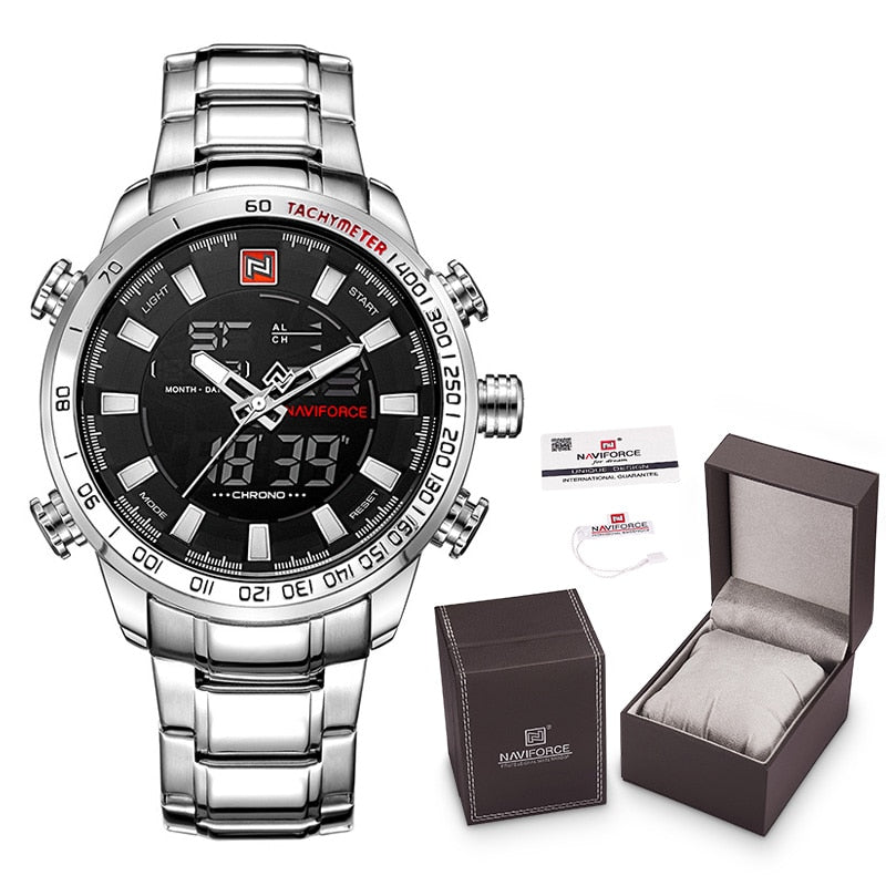 NAVIFORCE NF9093 Herren Multifunktion Militär Chronograph 3BAR Hardlex