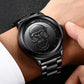 LIGE 9876 Black Skull Edition Designer Analog Herrenuhr 3ATM Hardlex