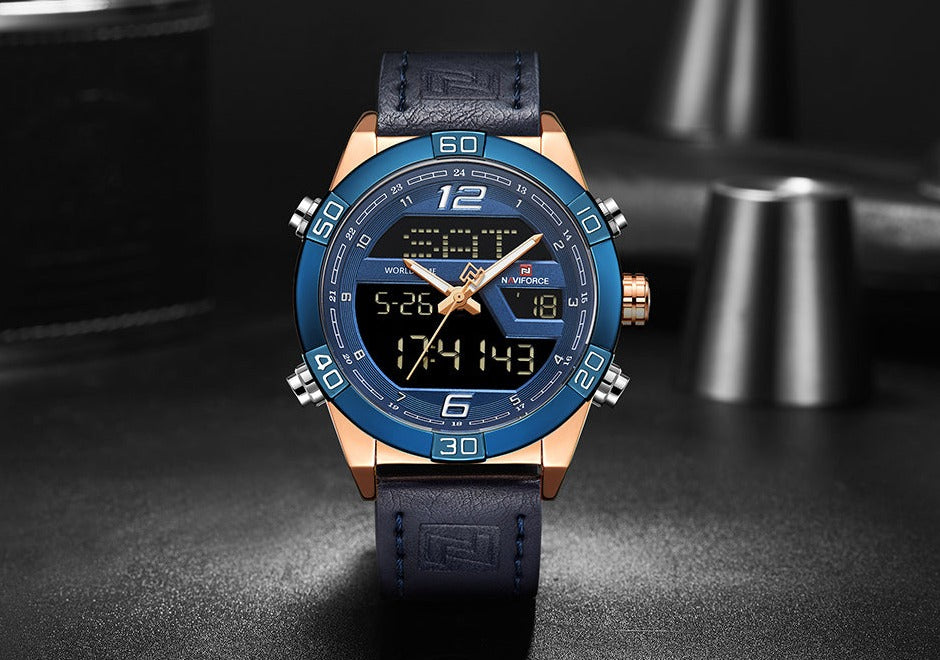 NAVIFORCE NF9128GBR Herren Multifunktion Chronograph 3BAR Hardlex