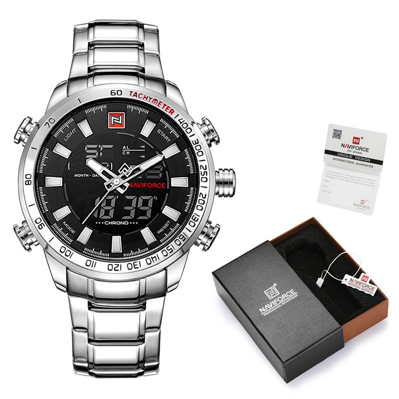 NAVIFORCE NF9093 Herren Multifunktion Militär Chronograph 3BAR Hardlex