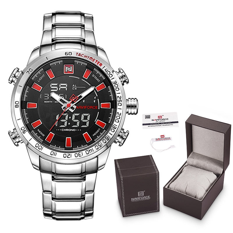NAVIFORCE NF9093 Herren Multifunktion Militär Chronograph 3BAR Hardlex