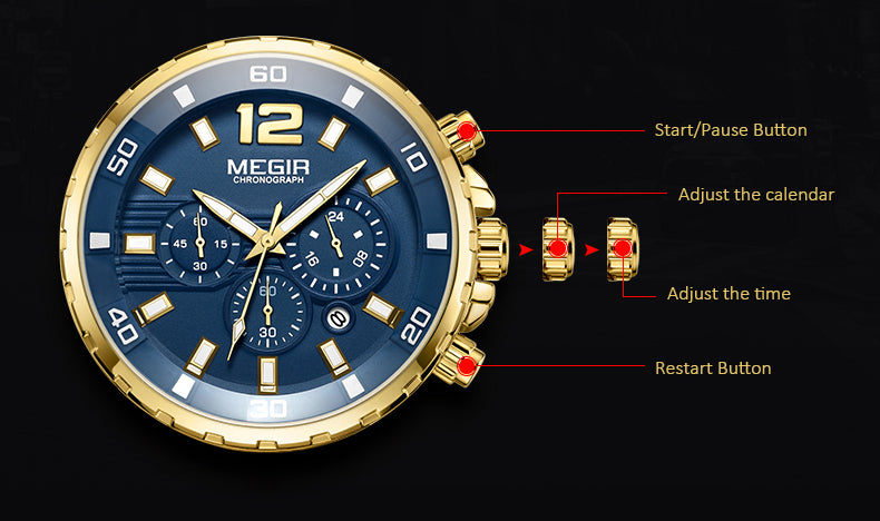 MEGIR 2068 Herren Business Chronograph 3BAR