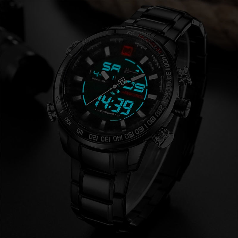 NAVIFORCE NF9093 Herren Multifunktion Militär Chronograph 3BAR Hardlex