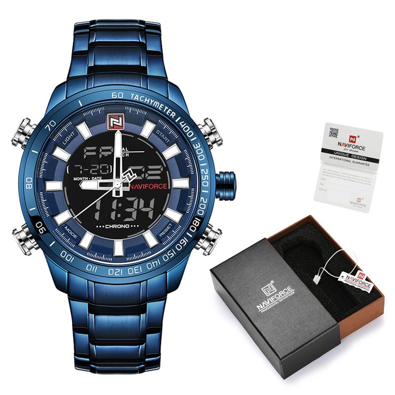NAVIFORCE NF9093 Herren Multifunktion Militär Chronograph 3BAR Hardlex
