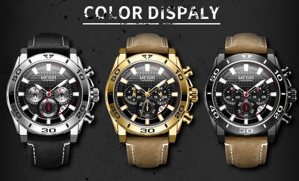 MEGIR 2094G Herren Business Chronograph 3BAR