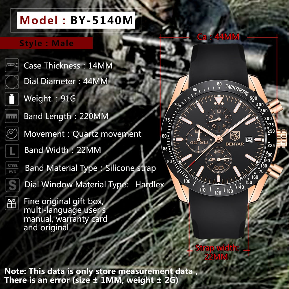 BENYAR BY-5140M Herren Multifunktion Chronograph 3BAR