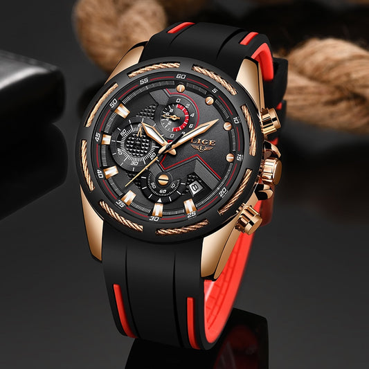 LIGE 9957 Herren Chronograph 3ATM Hardlex