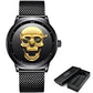 LIGE 9876 Black Skull Edition Designer Analog Herrenuhr 3ATM Hardlex