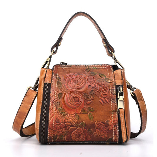 le'aokuu Damen Schultertasche Rindsleder