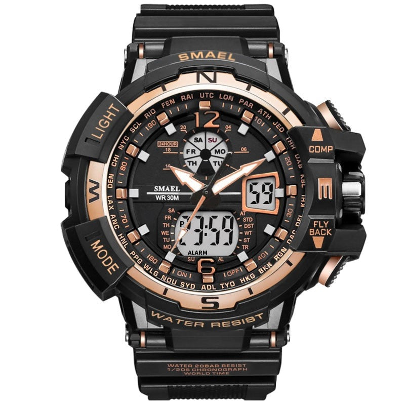 SMAEL SL-1376 Herren Sport-Uhr 3BAR Dualanzeige