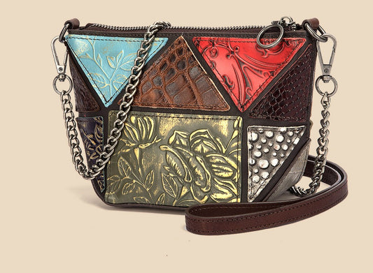 le'aokuu Damen Schultertasche Rindsleder