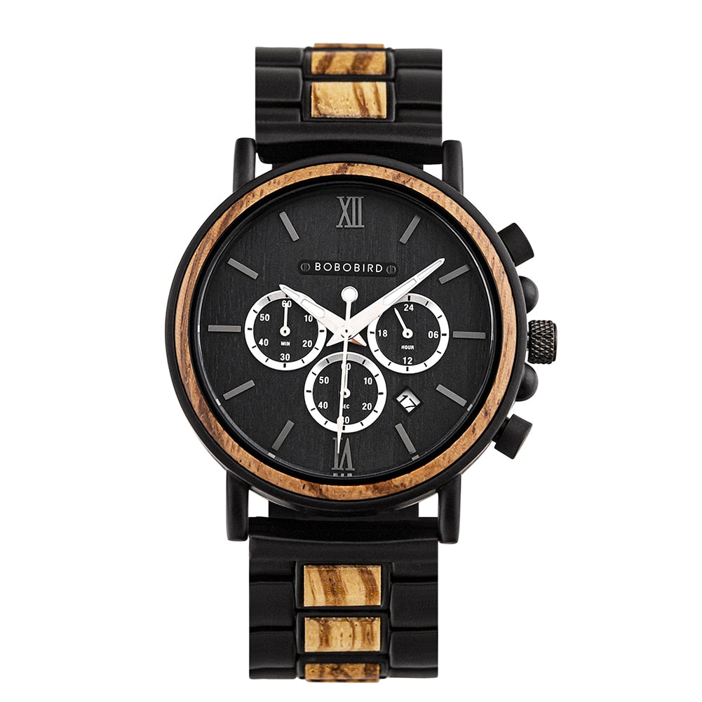 BOBO BIRD Holz Chronograph 3ATM Hardlex