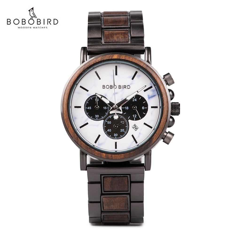 BOBO BIRD Holz Chronograph 3ATM Hardlex