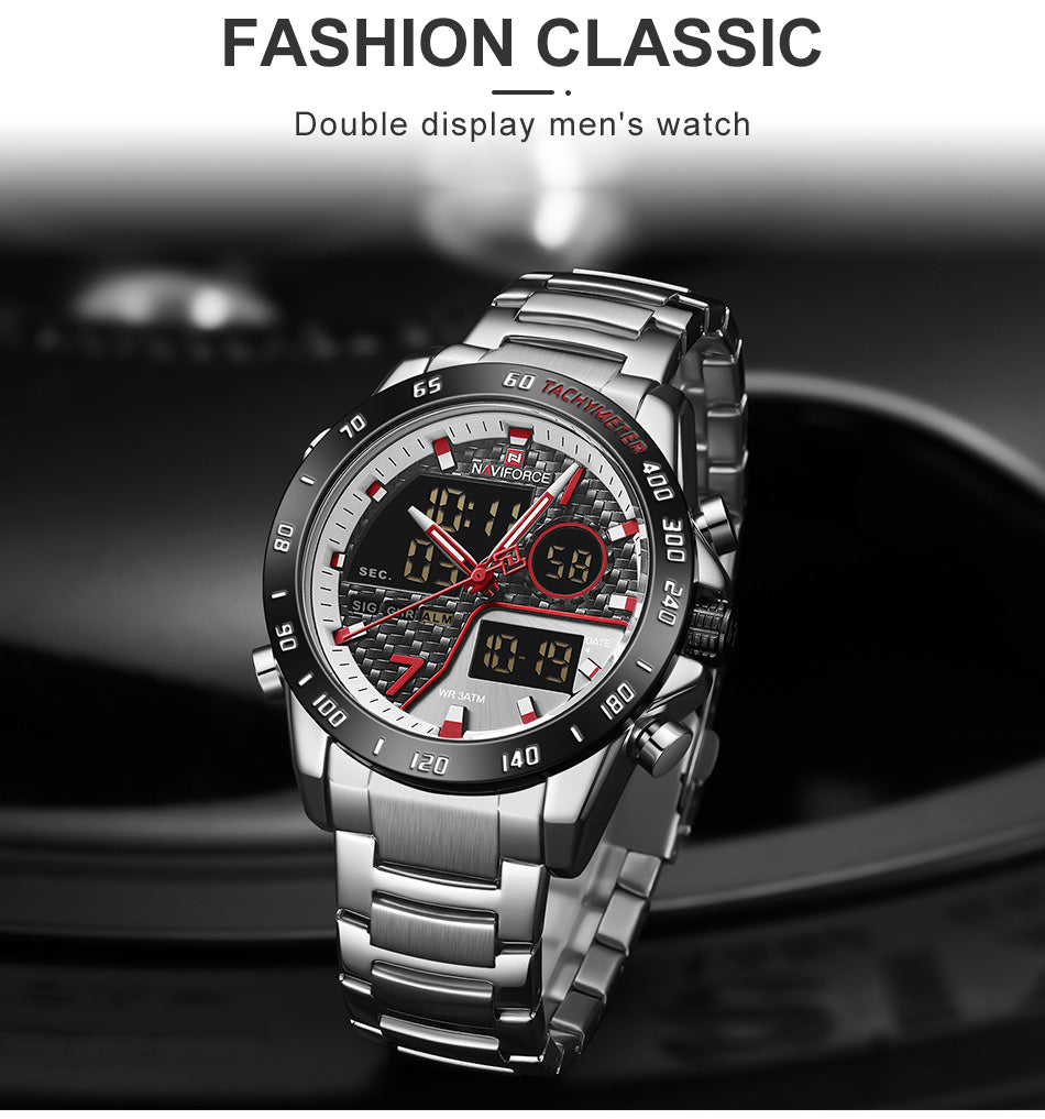 NAVIFORCE NF9171 Herren Militär Chronograph 3BAR Hardlex