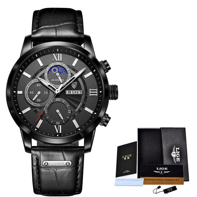 LIGE 9866 Herren Chronograph 3ATM Hardlex