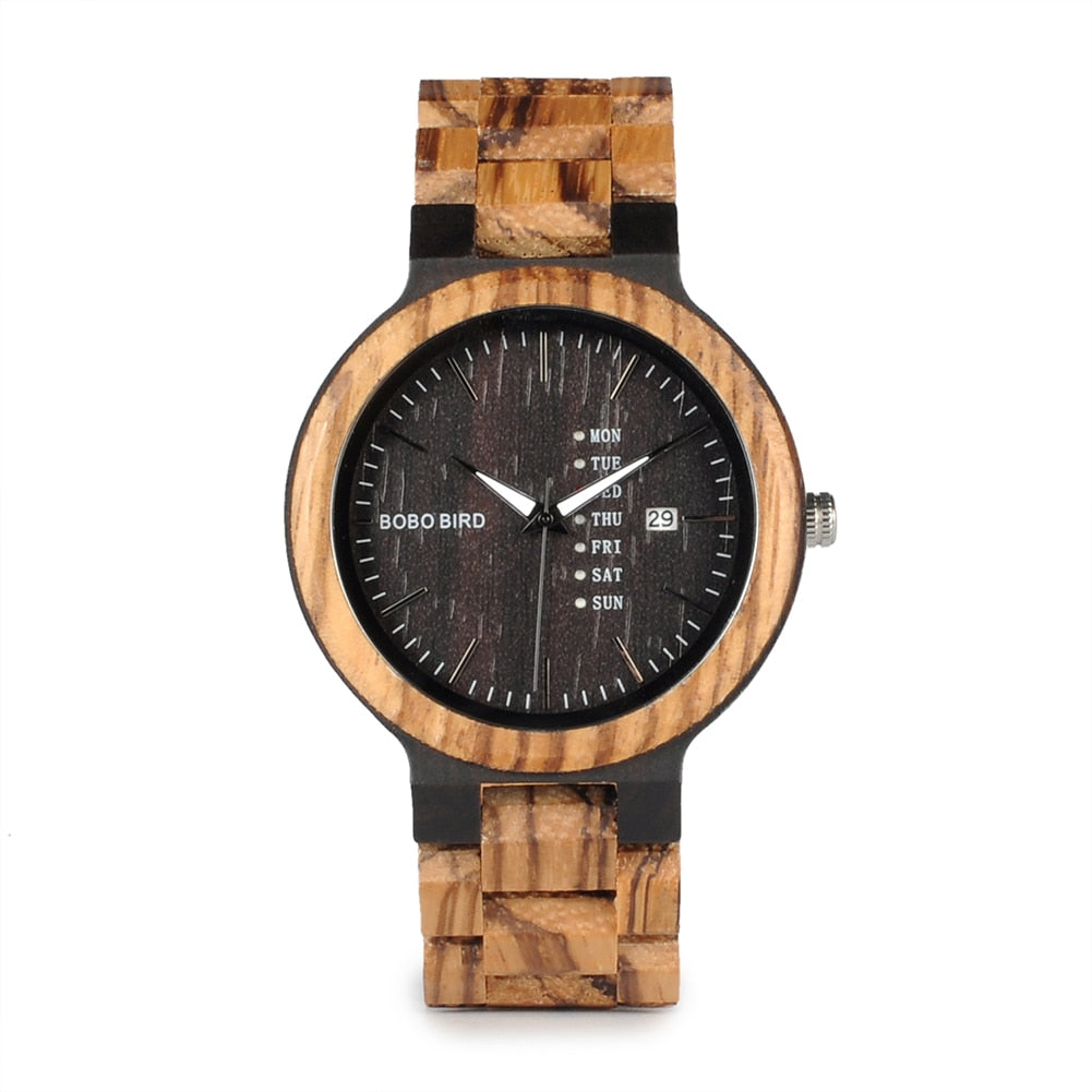 BOBO BIRD Unisex Holzuhr Datumsanzeige 3ATM