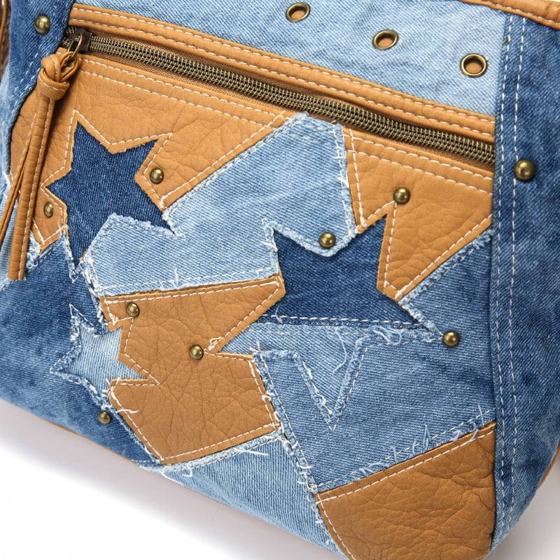 Annmouler Damen Jeans Schultertasche