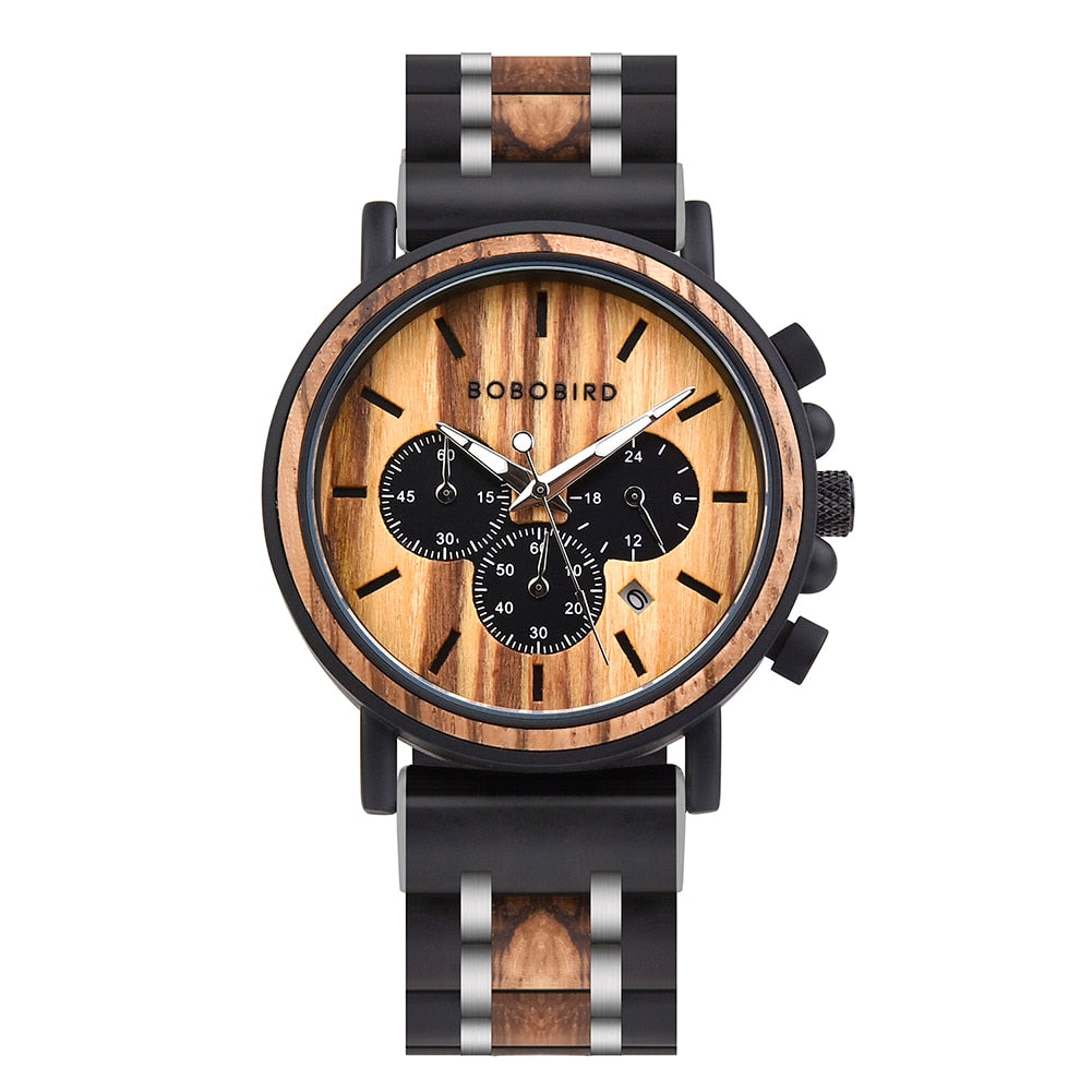 BOBO BIRD Holz Chronograph 3ATM Hardlex
