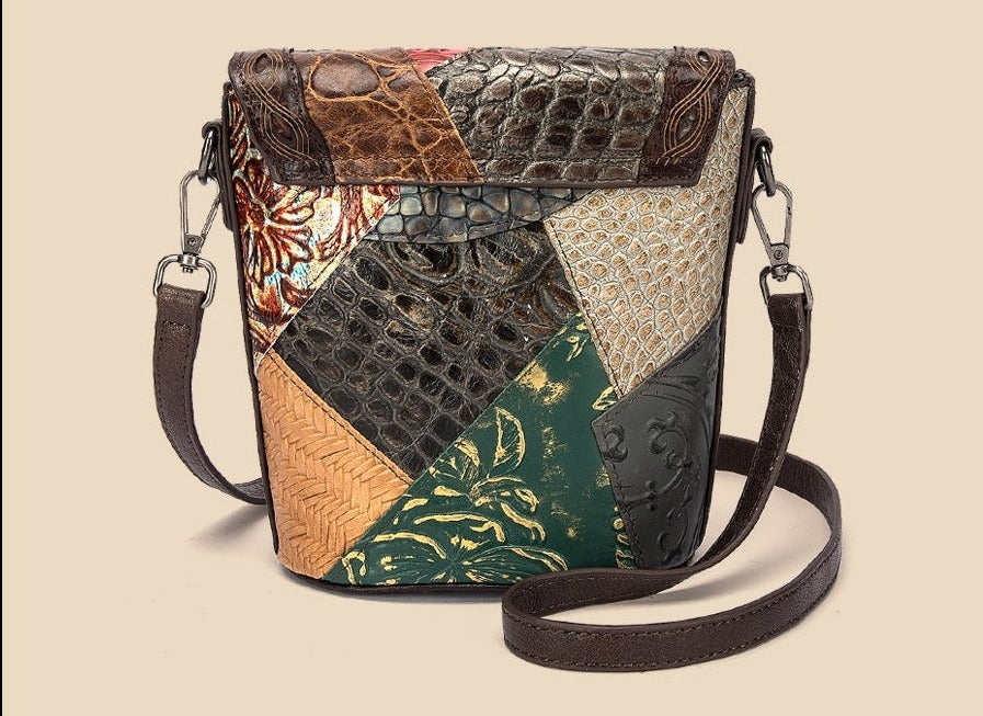 le'aokuu Damen Schultertasche Rindsleder