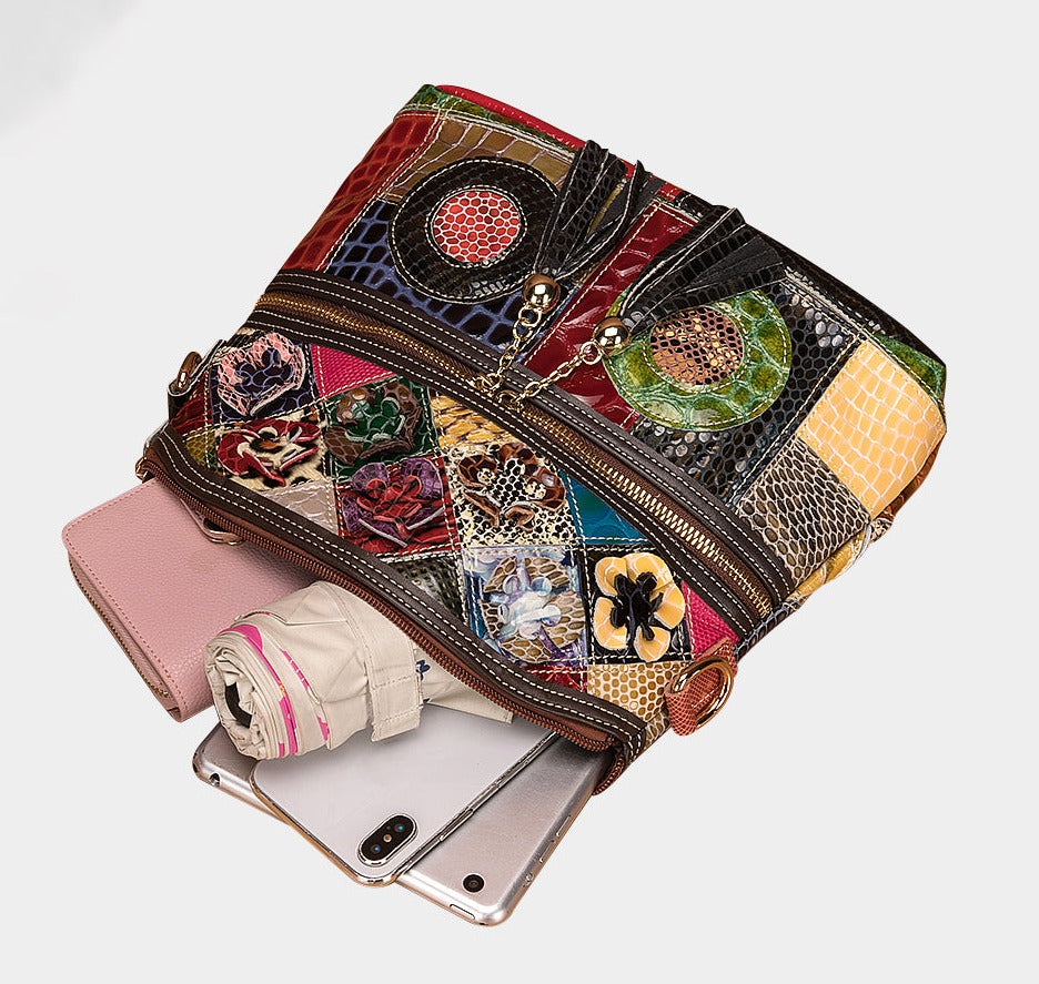 le'aokuu Damen Schultertasche Rindsleder