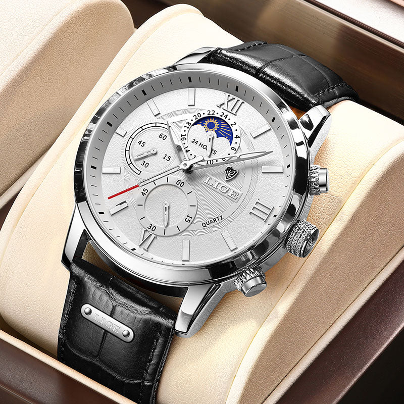 LIGE 8932 Herren Chronograph 3ATM Hardlex