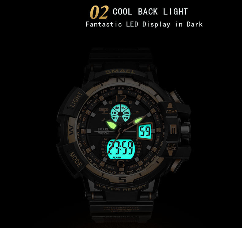 SMAEL SL-1376 Herren Sport-Uhr 3BAR Dualanzeige