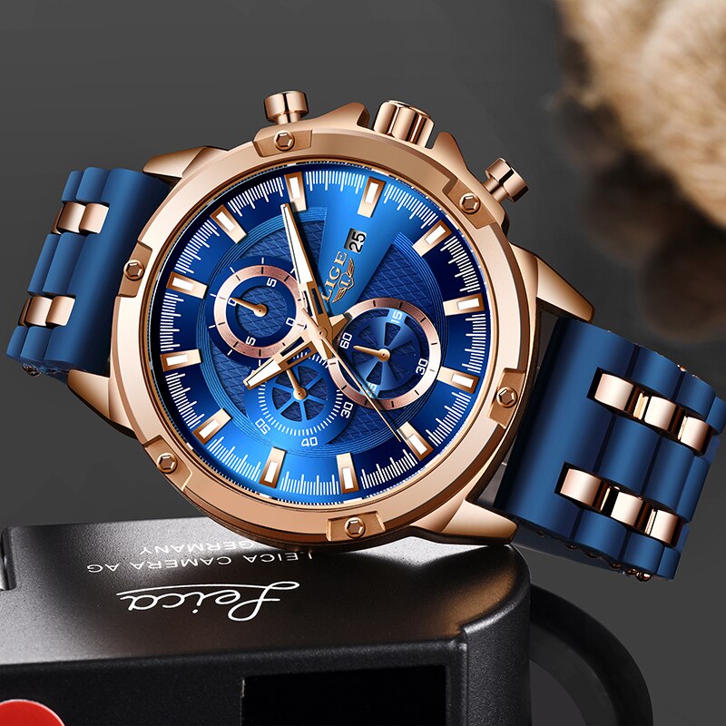 LIGE 10028 Herren Chronograph Hardlex 3BAR