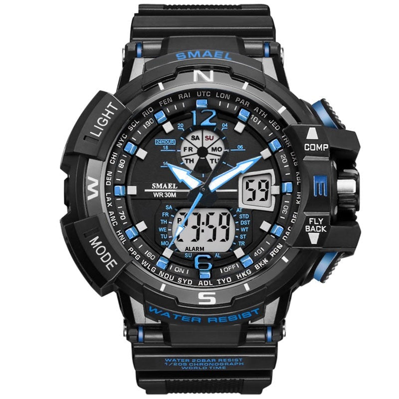 SMAEL SL-1376 Herren Sport-Uhr 3BAR Dualanzeige