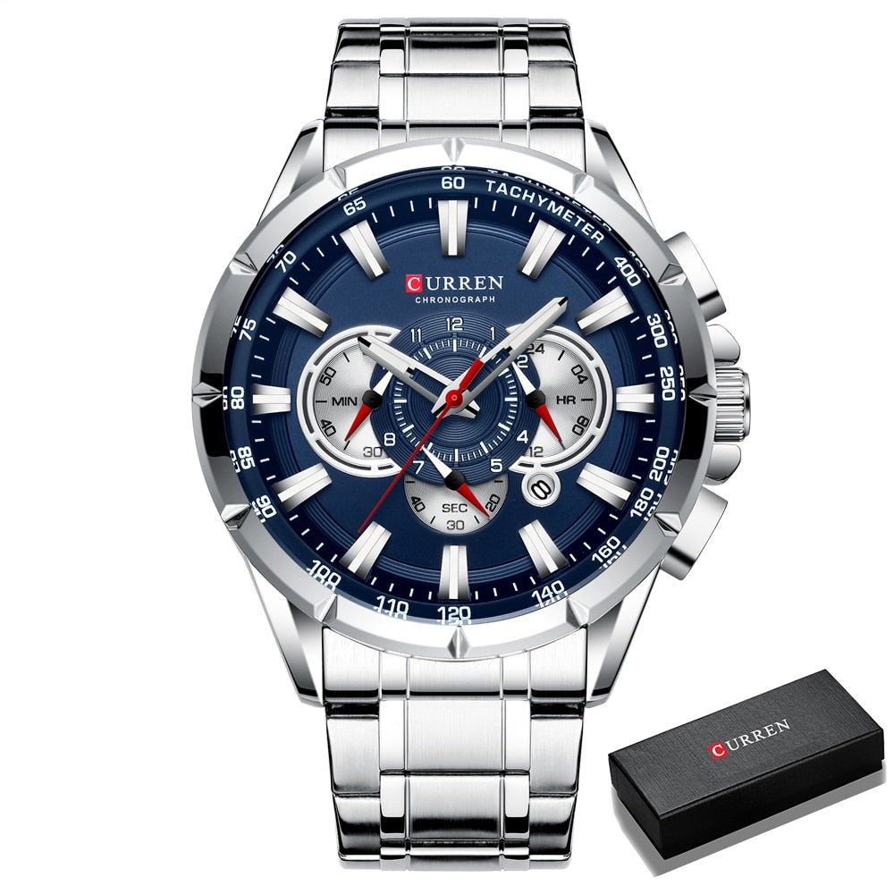 CURREN 8363 Designer Herren Chronograph 3ATM Hardlex