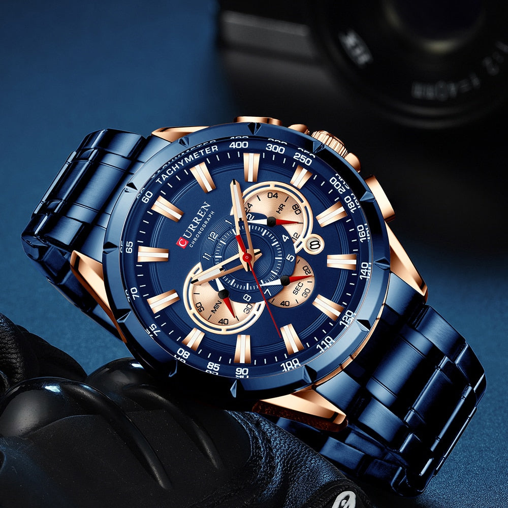 CURREN 8363 Designer Herren Chronograph 3ATM Hardlex