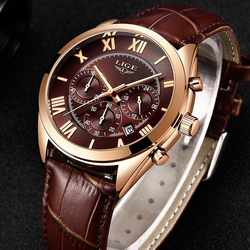 LIGE 9806 Herren Chronograph 3ATM Hardlex