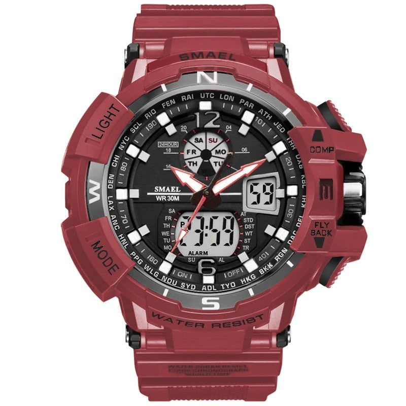 SMAEL SL-1376 Herren Sport-Uhr 3BAR Dualanzeige