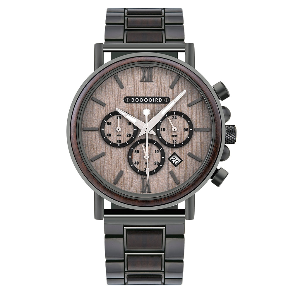 BOBO BIRD Holz Chronograph 3ATM Hardlex