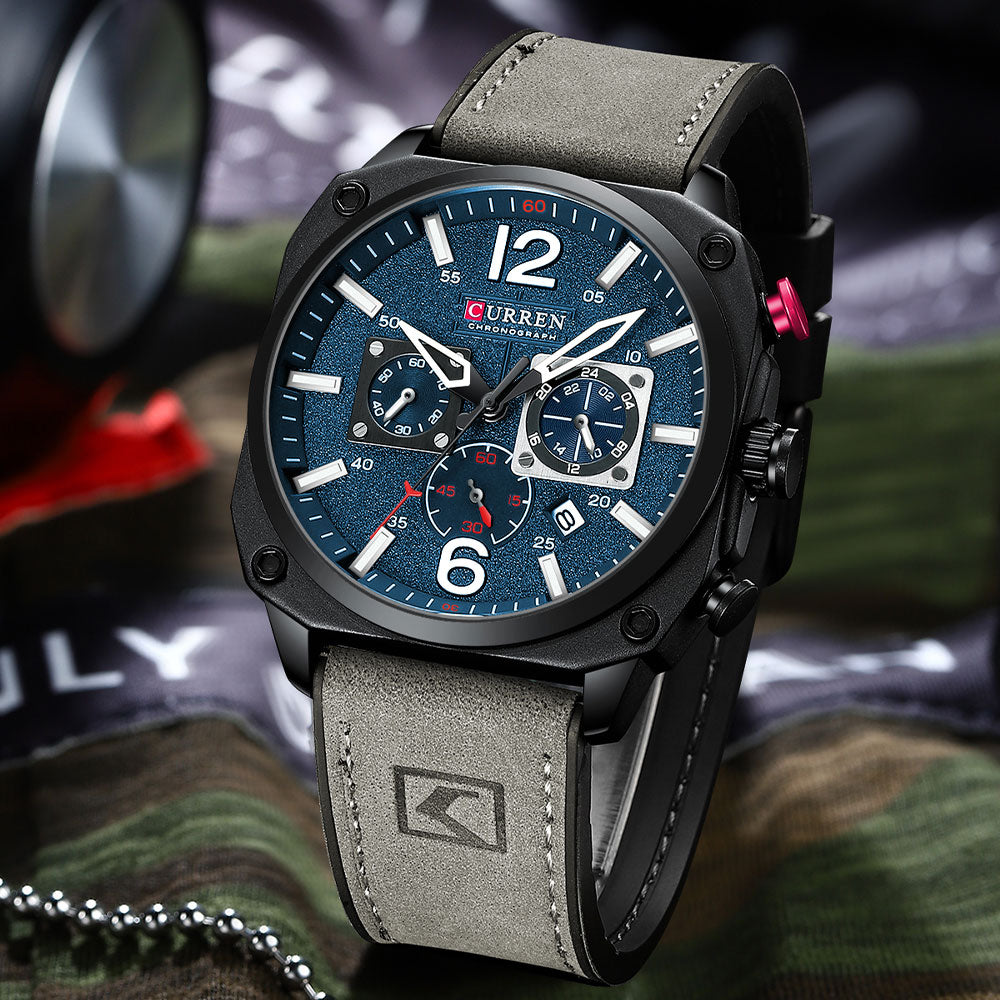CURREN 8398 Analog Herren Chronograph 3ATM Hardlex