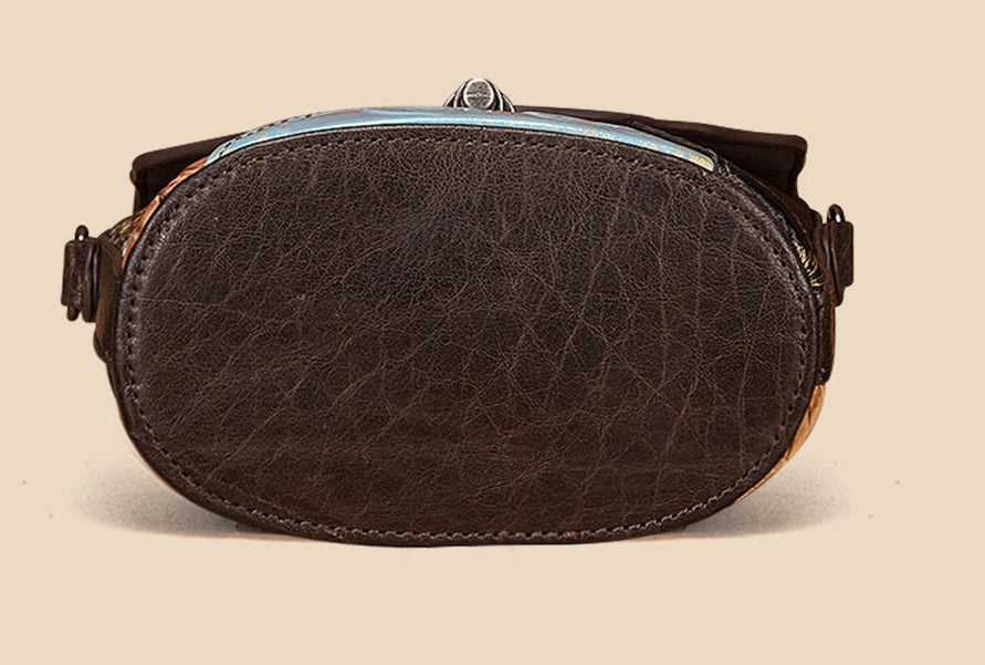 le'aokuu Damen Schultertasche Rindsleder