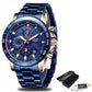 LIGE 9982 Herren Business Chronograph 3ATM Hardlex
