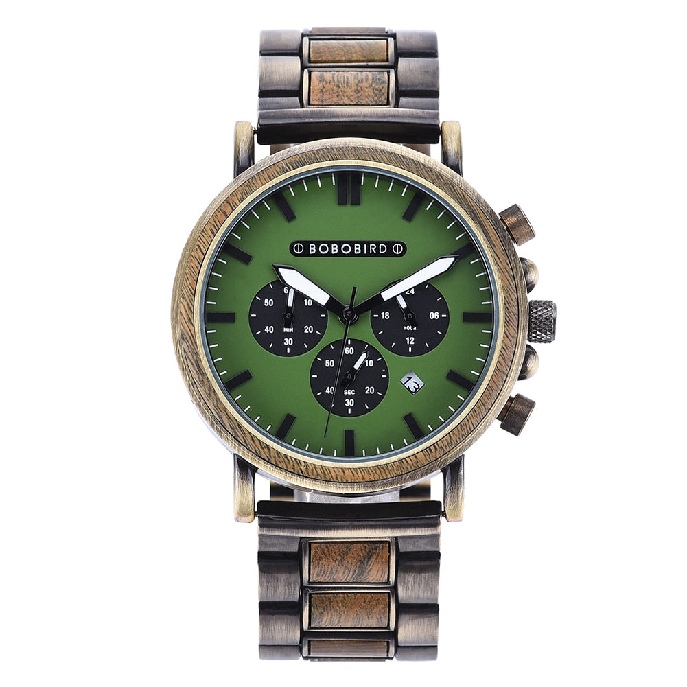 BOBO BIRD Holz Chronograph 3ATM Hardlex