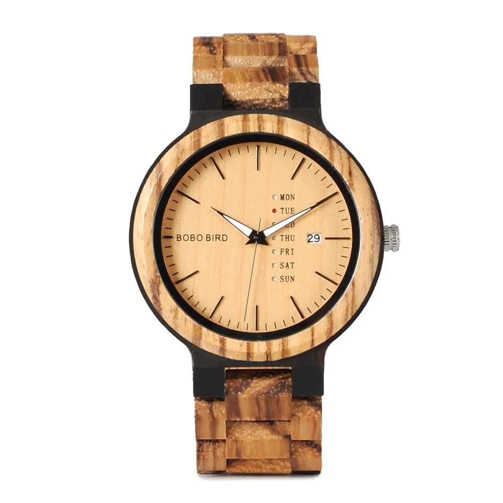 BOBO BIRD Unisex Holzuhr Datumsanzeige 3ATM