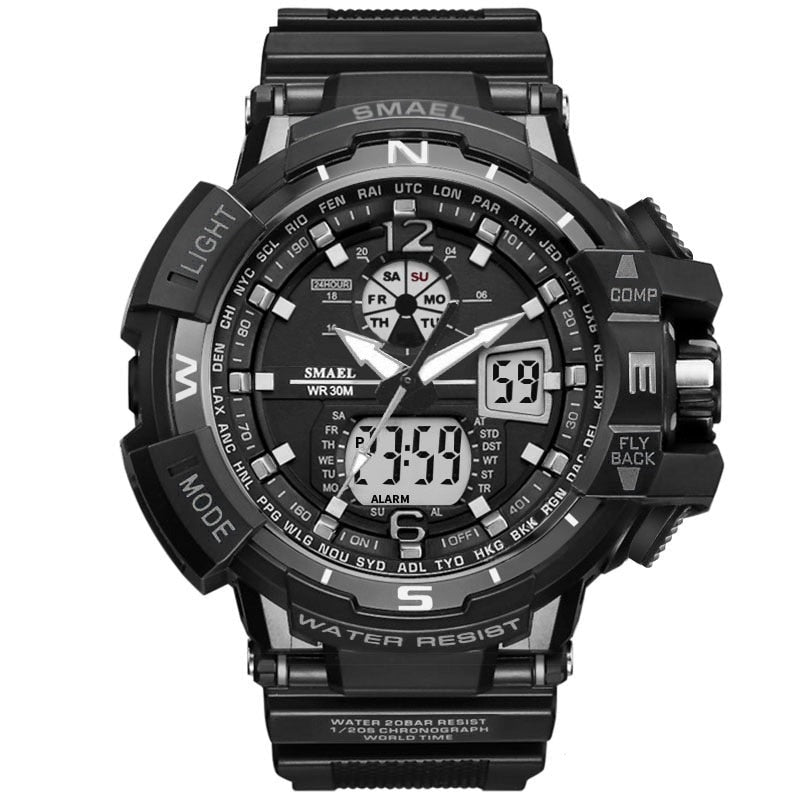 SMAEL SL-1376 Herren Sport-Uhr 3BAR Dualanzeige