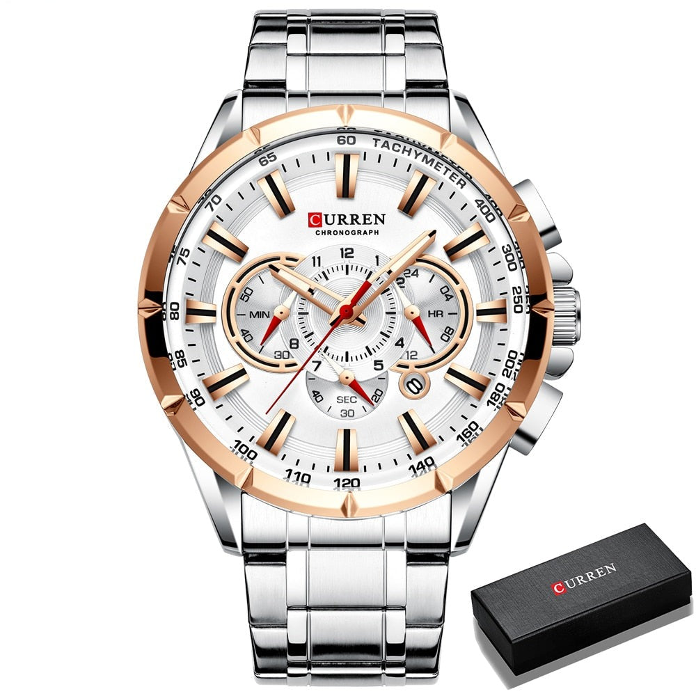 CURREN 8363 Designer Herren Chronograph 3ATM Hardlex