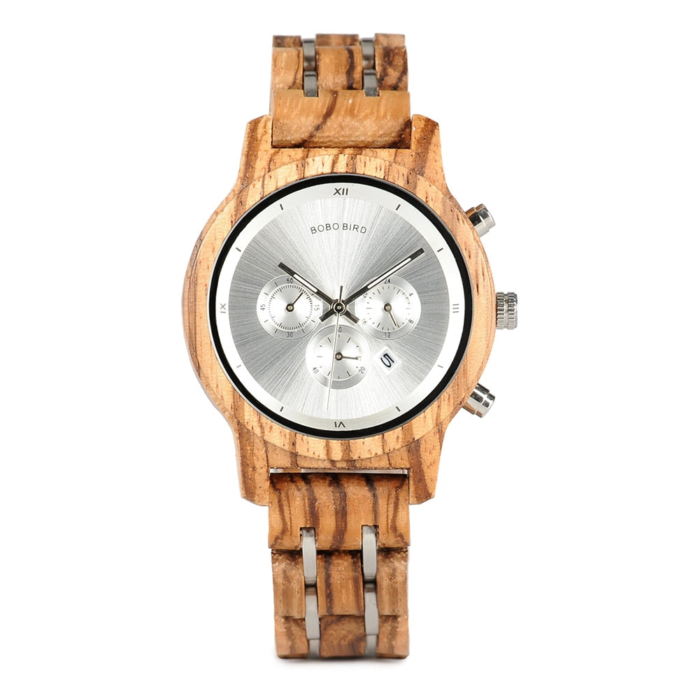 BOBO BIRD Holz Chronograph 3ATM Hardlex