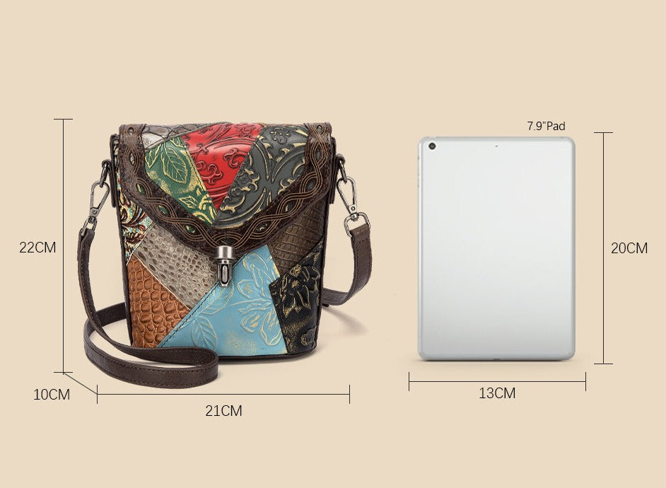 le'aokuu Damen Schultertasche Rindsleder