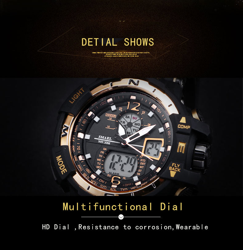 SMAEL SL-1376 Herren Sport-Uhr 3BAR Dualanzeige