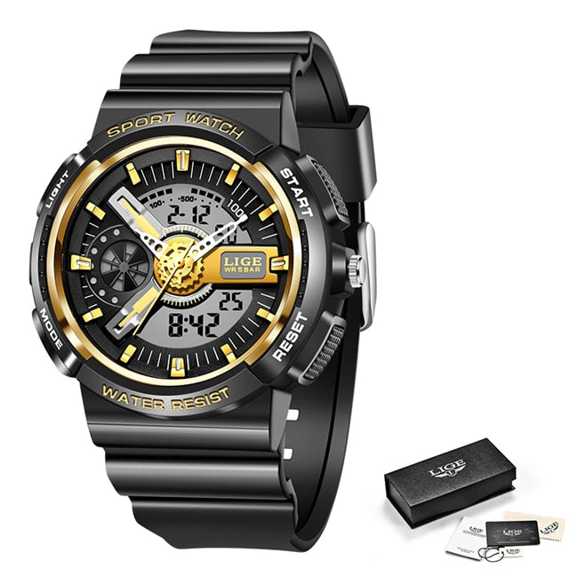 LIGE 8939 Damen Sport Digitaluhr 5ATM Hardlex