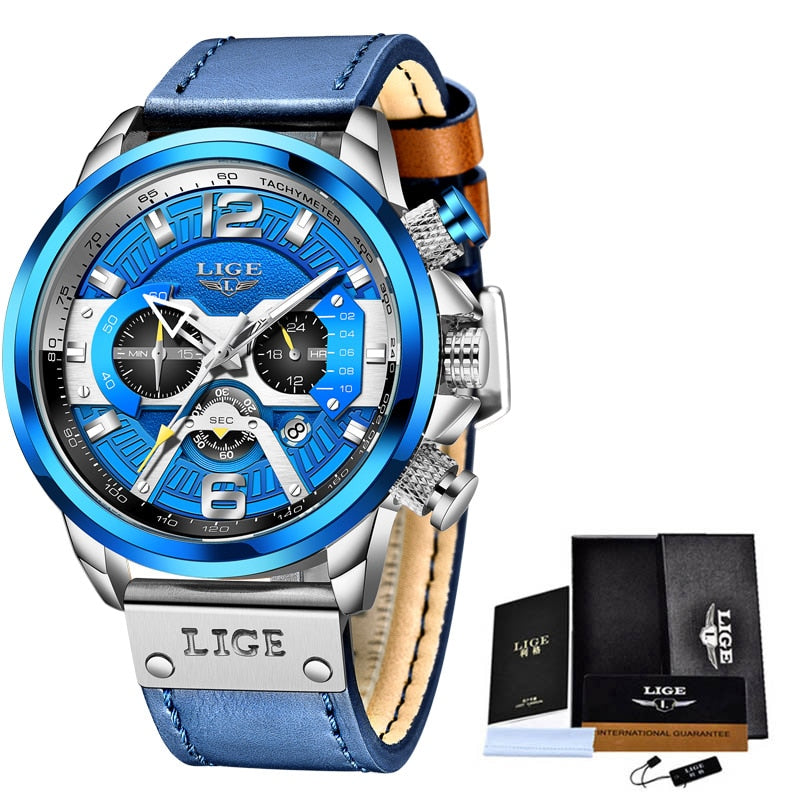 LIGE Herren Chronograph 3ATM Hardlex