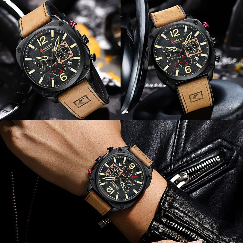 CURREN 8398 Analog Herren Chronograph 3ATM Hardlex