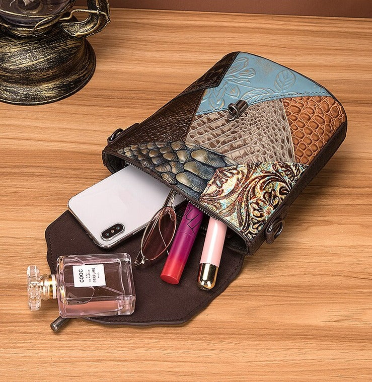 le'aokuu Damen Schultertasche Rindsleder